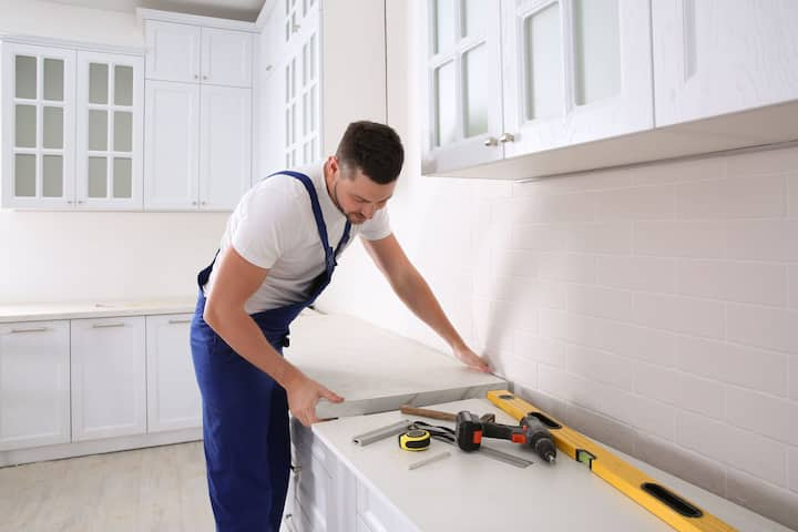 A kitchen countertop made of a durable and stain-resistant material, designed for easy maintenance in Melbourne